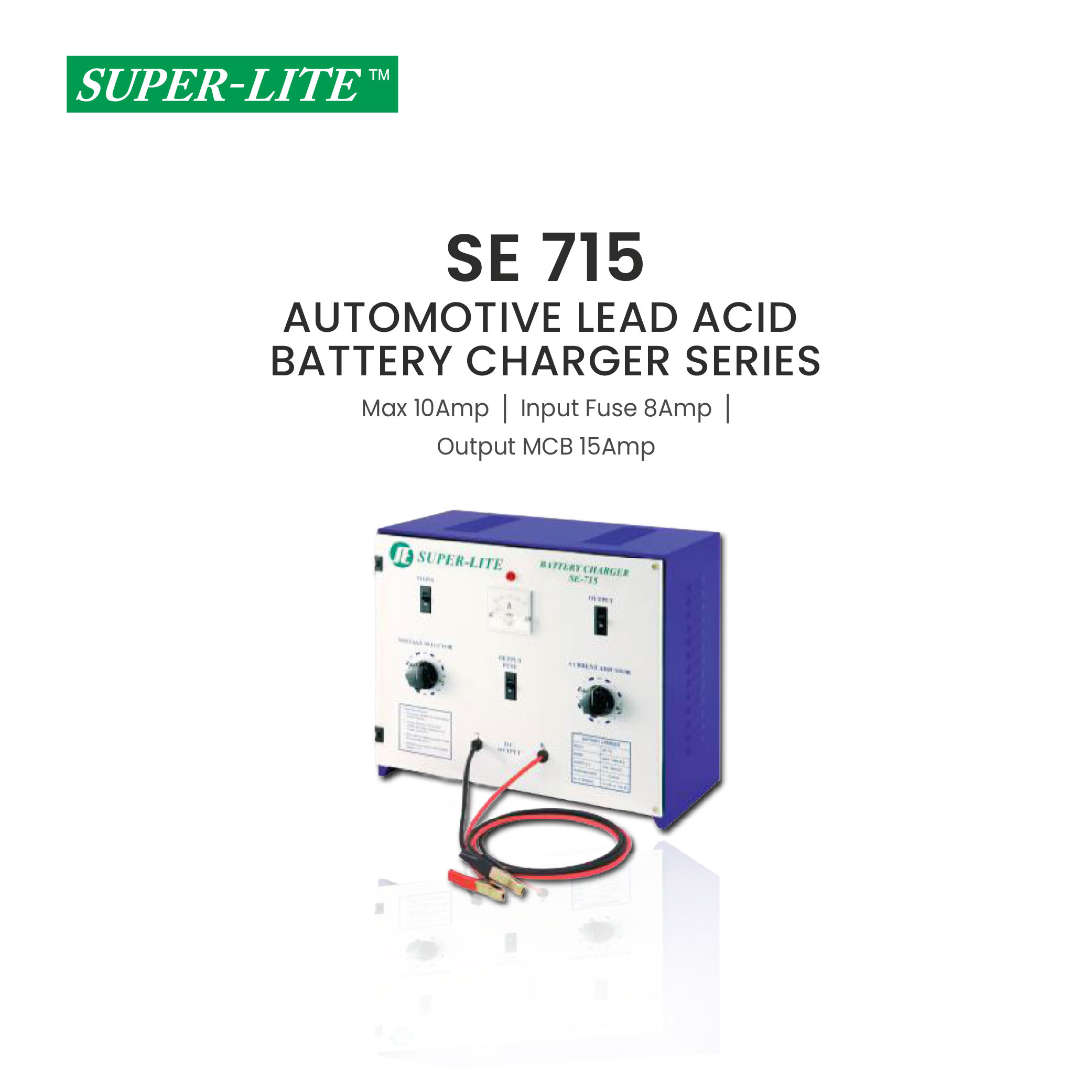SUPERLITE SE715 Automotive Lead Acid Battery Charger 12Vdc84Vdc Max